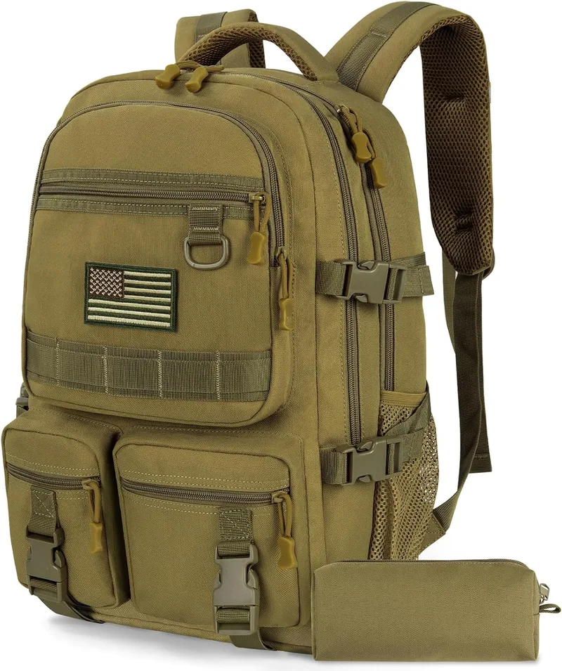 FRONET ▫️ Mochila escolar para adolescentes e jovens, 40 l, estilo tático para homem, grande, 17,3 polegadas, mochila escolar, mochila ergonómica, mochila escolar, mochila escolar para viagens, escola