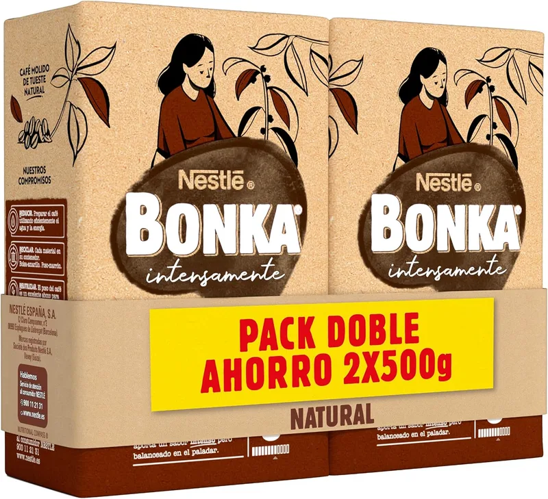 Bonka ▫️ Café Moído Natural, embalagem económica de 2 x 500 g