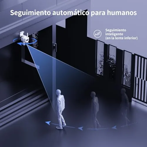 Beans View ▫️ 3K+3K (5 MP+5 MP) Câmara de vigilância exterior com lente dupla, Wi-Fi de 2,4 GHz, segurança de 360°, acompanhamento automático, deteção por IA de pessoas/veículos, visão noturna a cores (D320) 5