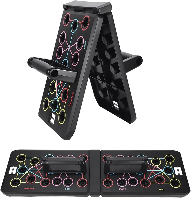 GLKEBY ▫️ Mesa dobrável multifuncional 15 em 1 para fazer flexões, equipamento de treino portátil para casa, escritório e viagens, pegas ajustáveis para um treino completo do corpo