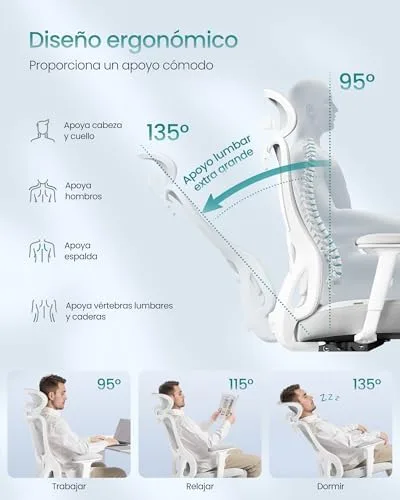 SONGMICS ▫️ Cadeira de escritório ergonómica altura ajustável, capacidade de 150 kg 3