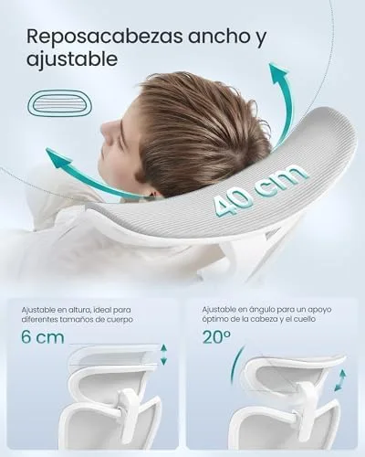 SONGMICS ▫️ Cadeira de escritório ergonómica altura ajustável, capacidade de 150 kg 6