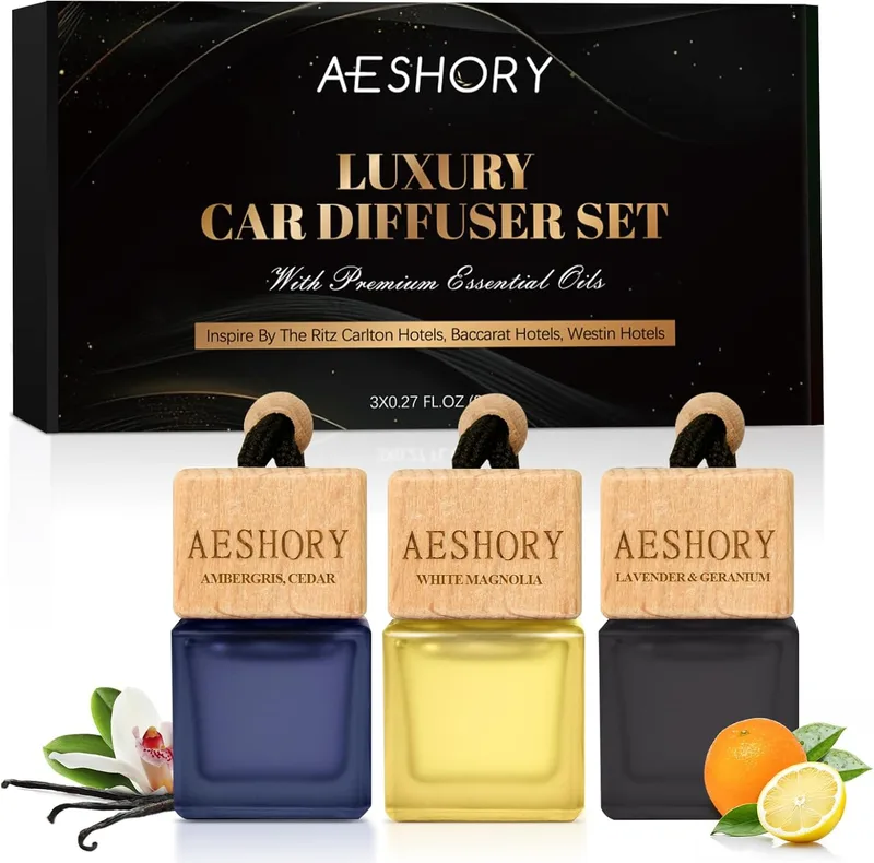 Aeshory ▫️ Hotel Car Air Freshener 3 X 8ml, Óleos essenciais naturais para pendurar no carro, populares ambientadores de carro absorventes de odores para hotel - Hotel Ritz Carlton, Baccarat, Westin