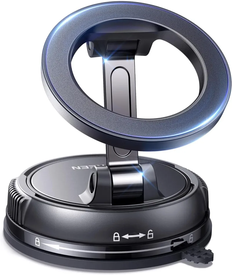 UGREEN ▫️ MagSafe 2 em 1 Suporte para telemóvel para automóvel com ventosa e base adesiva, suporte rotativo de 360° para i17/17 Air/17 pro/17 Pro Max/15/14, para painel de instrumentos ou para-brisas, preto