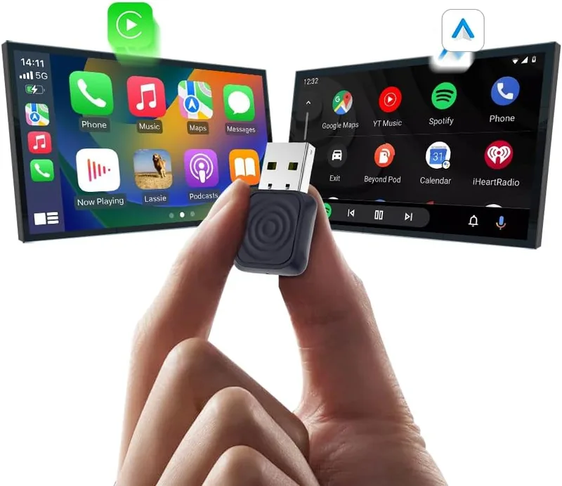 Carlinkit ▫️ Adaptador sem fios MINI-Ultra para CarPlay e Android Auto, adaptador 2 em 1 com fios, design de mini-vara, atualização OTA