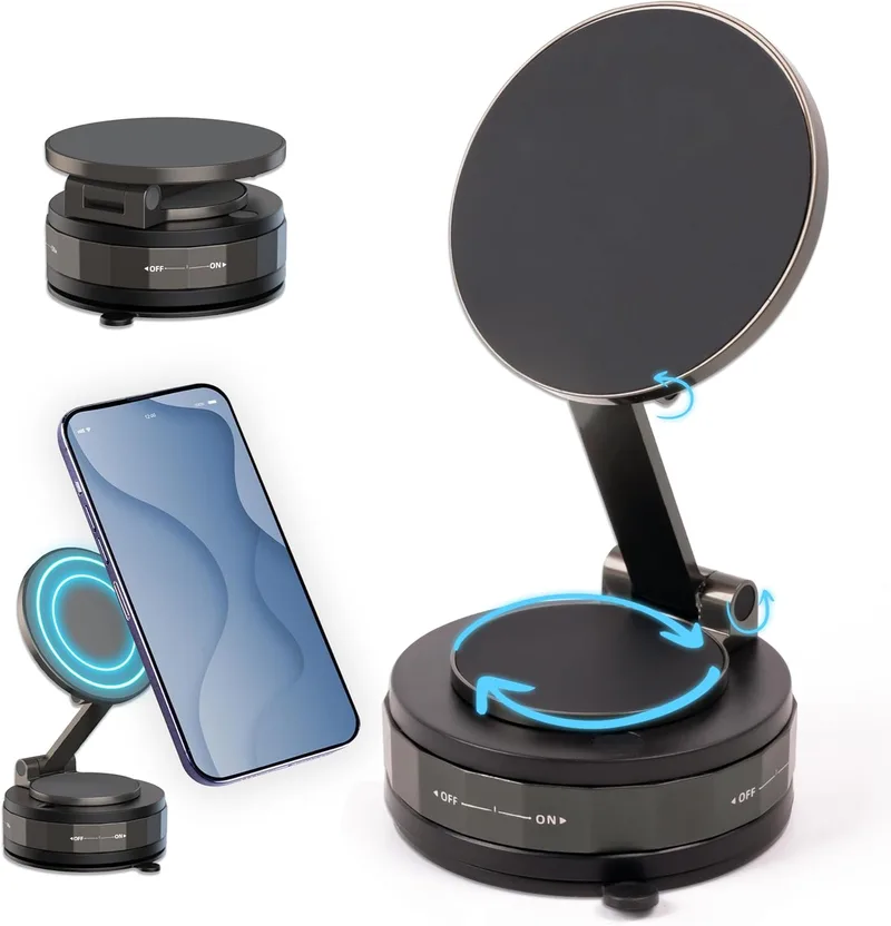 GoaePode ▫️ Suporte magnético melhorado para telemóvel de automóvel, rotação de 360°, ventosa ultra-forte para para-brisas/painel/espelho, pega de telemóvel compatível com MagSafe para iPhone e Android