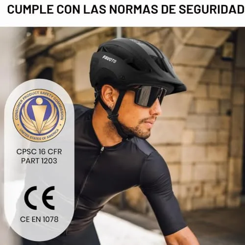 Favoto ▫️ Capacete de Bicicleta para Adultos Unissexo - Capacete Leve para BTT (MTB) com Tripla Camada de Proteção, 14 Aberturas de Ventilação, Viseira Removível e Forro Lavável 2