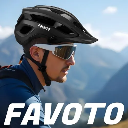 Favoto ▫️ Capacete de Bicicleta para Adultos Unissexo - Capacete Leve para BTT (MTB) com Tripla Camada de Proteção, 14 Aberturas de Ventilação, Viseira Removível e Forro Lavável 6