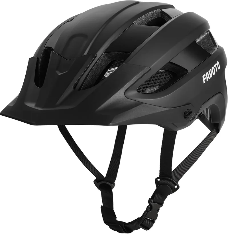 Favoto ▫️ Capacete de Bicicleta para Adultos Unissexo - Capacete Leve para BTT (MTB) com Tripla Camada de Proteção, 14 Aberturas de Ventilação, Viseira Removível e Forro Lavável