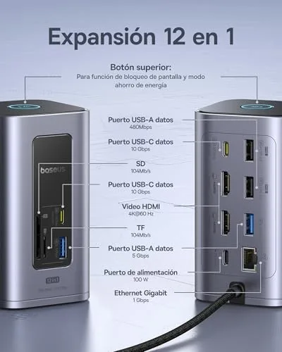 Baseus ▫️ Nomos Air 12 em 1 Estação de Acoplamento com 2 Monitores para Windows 2