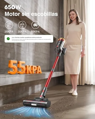 Bulelink ▫️ 55 kPa/650 W/65 min. Aspirador sem fio, Aspirador sem fio de 1,6 L/Ecrã tátil LED, Sistema de filtragem em 8 etapas, Recarregável automaticamente,autossustentável, adequado para pavimentos/tapetes/pêlos de animais 2