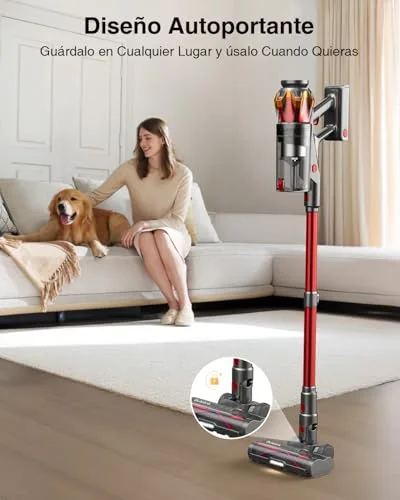 Bulelink ▫️ 55 kPa/650 W/65 min. Aspirador sem fio, Aspirador sem fio de 1,6 L/Ecrã tátil LED, Sistema de filtragem em 8 etapas, Recarregável automaticamente,autossustentável, adequado para pavimentos/tapetes/pêlos de animais 4