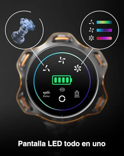 Bulelink ▫️ 55 kPa/650 W/65 min. Aspirador sem fio, Aspirador sem fio de 1,6 L/Ecrã tátil LED, Sistema de filtragem em 8 etapas, Recarregável automaticamente,autossustentável, adequado para pavimentos/tapetes/pêlos de animais 6