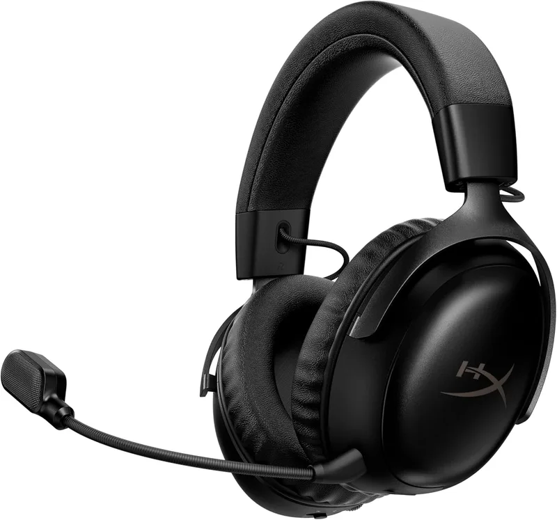 HyperX ▫️ Cloud III S - Headset sem fio para jogos, Bluetooth, 2,4 GHz, PC, PS5, Xbox, Drivers de 53 mm, DTS, Microfone de 10 mm, Duração da bateria até 200h, Preto