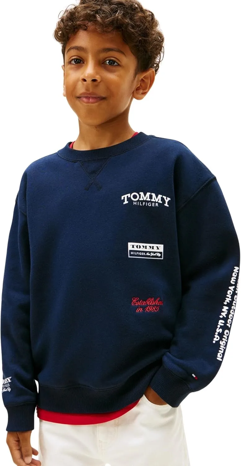 Tommy Hilfiger ▫️ Multi Print C-nk Sweatshirt Kb0kb10031 Camisola com capuz para crianças