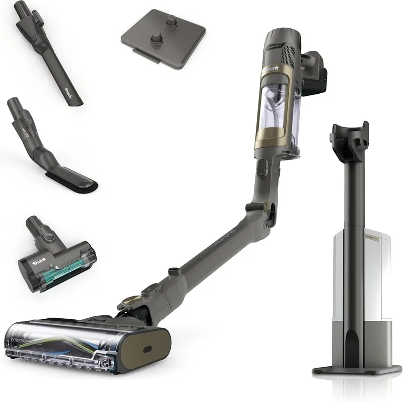 Shark ▫️ Aspirador sem fios PowerDetect Clean & Empty, PowerFins Detect, Reverse Clean, estação 2L, Anti Hair Wrap Plus, 70 min, leve, acessórios para pêlos de animais e superfícies, cinzento IP3225EUT