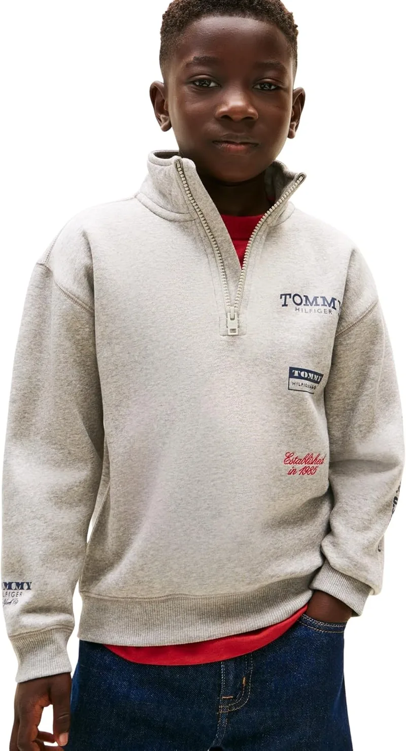 Tommy Hilfiger ▫️ Multi Print Half Zip Sweatshirt Kb0kb10336 Camisola com fecho para crianças