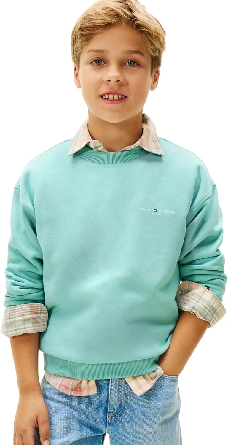 Tommy Hilfiger ▫️ Mini Corp C-Neck Sweatshirt Ks0ks00665 Unisex Sweatshirt Buttonless Sweatshirt Unisex Adult