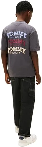 Tommy Hilfiger ▫️ Camisola com estampado desbotado e efeito lavado SS Kb0kb10056 para crianças (pacote de 1) 3