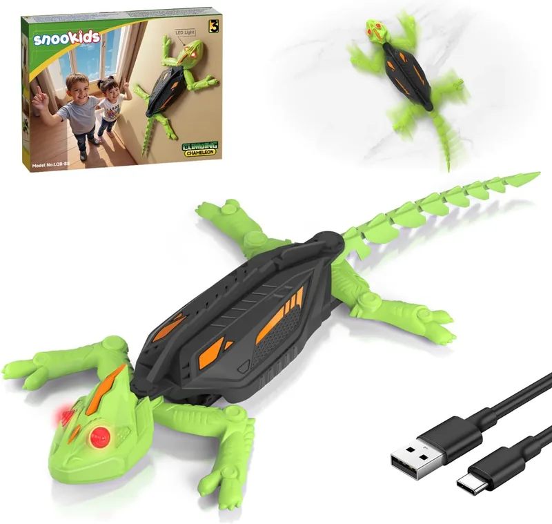 snookids ▫️ Lagarto telecomandado, lagartixa telecomandada Brinquedo robô lagartixa telecomandada com olhos LED brilhantes Movimentos realistas, presentes de aniversário da Páscoa Rapazes e raparigas 3, 4, 5, 6, 7 e 8+