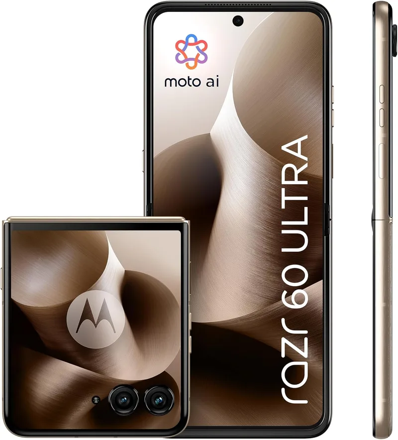 Motorola ▫️ Rarz 60 Ultra, 32 GB (16 GB + 16 GB RAM Boost)/512 GB Madera, sistema de câmaras de 50 MP com Moto AI, bateria de 4500 mAh, carregamento rápido de 68 W, Snapdragon 8 Elite, + Moto Tag