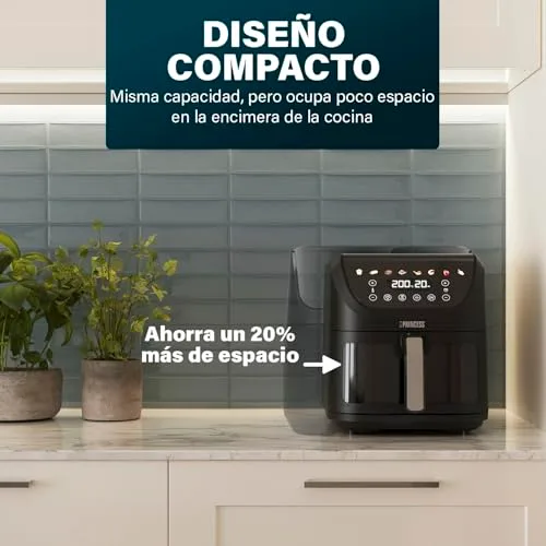 Princess ▫️ SlimFry Airfryer, Capacidade de 8 L, 2000 W, 8 programas, ecrã tátil digital, termóstato ajustável, janela de visualização, desligamento automático, cesto lavável, 182257, luzes indicadoras coloridas 3