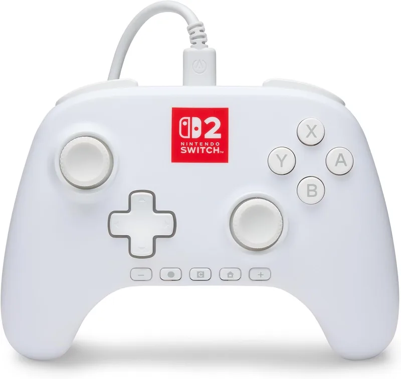 Power A ▫️ Comando com fio PowerA Advantage para Nintendo Switch 2 com Lumectra - Branco, com licença oficial, iluminação RGB, efeito Hall, botões personalizáveis, Botão C, comando Pro