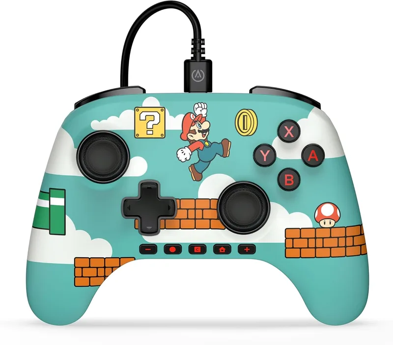 Power A ▫️ Comando com fio PowerA Advantage para Nintendo Switch 2 - A Hora do Mario, com licença oficial, efeito Hall, botões personalizáveis, comando Pro, botão C, controlos de áudio integrados