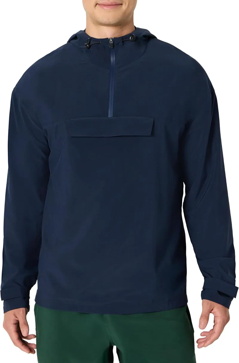 Amazon Essentials ▫️ Casaco tipo anorak desportivo, leve e elástico, com padrão de blocos de cor, para homem