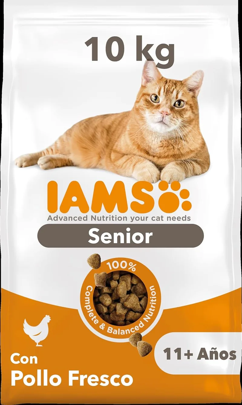IAMS ▫️ Alimento Seco para Gatos com Frango Fresco - Alimento Seco para Gatos a partir dos 11 anos, 10 kg