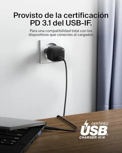 Belkin ▫️ Carregador compacto de carregamento rápido de 45 W, USB-C Power Delivery para Apple iPhone 17, iPhone 16, série iPhone 15, Samsung Galaxy S25, Pixel 10, iPad, AirPods e outros - Preto 5
