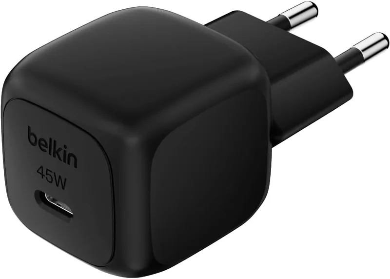 Belkin ▫️ Carregador compacto de carregamento rápido de 45 W, USB-C Power Delivery para Apple iPhone 17, iPhone 16, série iPhone 15, Samsung Galaxy S25, Pixel 10, iPad, AirPods e outros - Preto