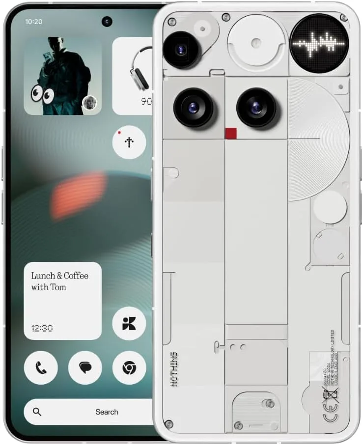 Nothing ▫️ Phone (3) – Smartphone com tripla câmara de 50 MP | Bateria de silício-carbono de longa duração (24 horas), ecrã AMOLED de 6,67" com 120 Hz e Glyph Matrix, 12 GB + 256 GB - Branco