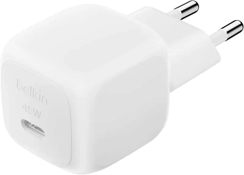 Belkin ▫️ Carregador compacto de carregamento rápido de 45 W, USB-C Power Delivery para Apple iPhone 17, iPhone 16, série iPhone 15, Samsung Galaxy S25, Pixel 10, iPad, AirPods e outros - Branco