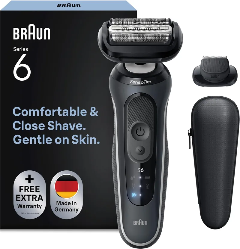 Braun ▫️ Series 6 Máquina de barbear elétrica para homem, 62-G1200SI, cinzenta