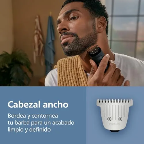 PHILIPS ▫️ Aparador de barba Série 7000, para homem, lâminas auto-afiáveis, 40 posições ajustáveis, sensor de barba, sistema de recolha de pêlos, 100% à prova de água, cabeça larga, BT7670/15 5