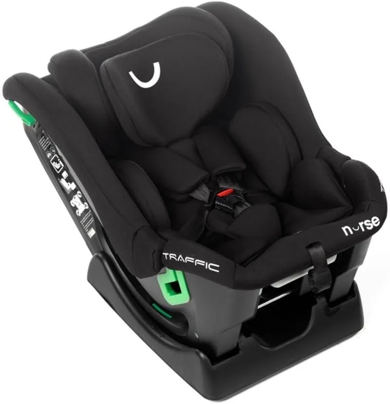 Nurse ▫️ Traffic i-Size Cadeira auto i-Size 40-150 cm, 0-12 anos, sem ISOFIX, virada para a retaguarda, reclinável, com redutor, com cinto, preta