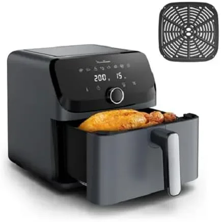 Moulinex ▫️ Easy Fry Mega, Fritadeira de ar quente, capacidade extragrande de 7,5 L, 8 programas predefinidos, tamanho compacto, EZ855BF0