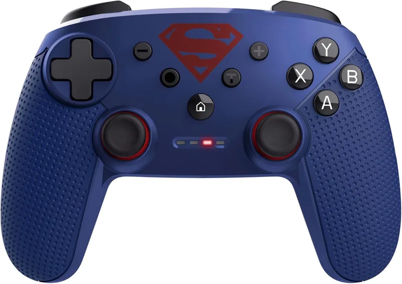 GXTrust ▫️ 542SM Muta Nintendo Switch Controller & PC Superman License Wireless Bluetooth / 2.4GHz / USB, Bateria Recarregável, Controlador Gamepad para Android Windows iOS Switch OLED/Lite, Azul