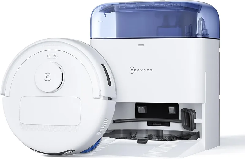 ECOVACS DEEBOT Mini Aspirador Robot e Esfregona, sucção 9000 Pa, ZeroTangle 2.0 Anti-emaranhado, TrueMapping 2.0, secagem 45 ℃, auto-esvaziamento, Esfregona Inteligente, auto-limpeza, Azul