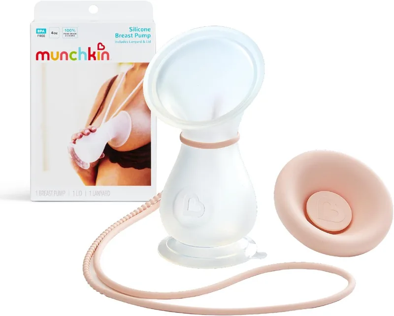Munchkin ▫️ Bomba de leite de silicone | Bomba manual de amamentação com capacidade para até 120 ml de leite | Design ergonómico e fácil de usar | Produtos essenciais para a amamentação e