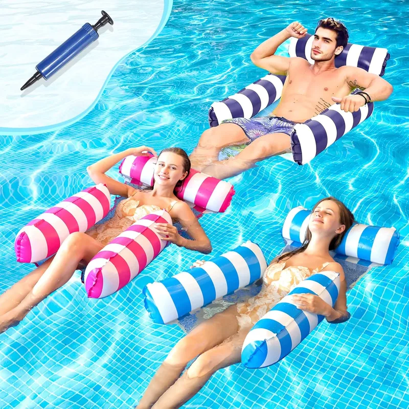 YEAHGO ▫️ Colchão de piscina insuflável para adultos para piscina Flutuadores de piscina Rede de piscina Piscina de água Colchões de piscina insufláveis Colchão de praia insuflável Rede de praia insuflável Piscina flutuante Brinquedos para festas no mar