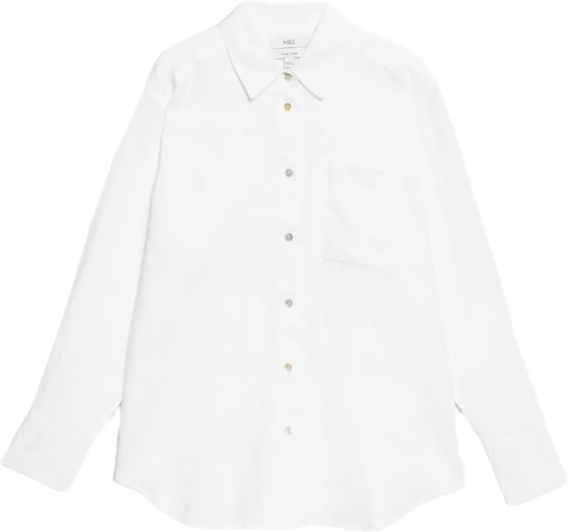 Marks & Spencer ▫️ Camisa «Girlfriend» folgada em linho puro para mulher