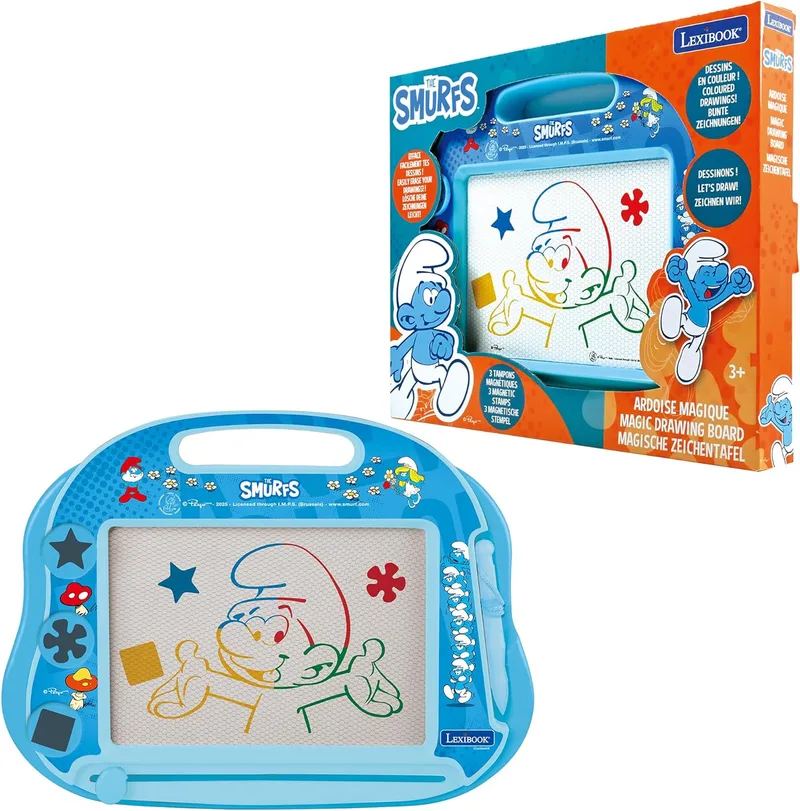 LEXIBOOK ▫️ Os Smurfs, quadro branco mágico formato A5 com acessórios magnéticos, azul, CRSF550