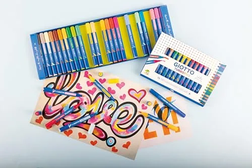 Giotto ▫️ Turbo Pro, Marcadores de dupla ponta de fibra, forma redonda, cores variadas, 10 unidades 7
