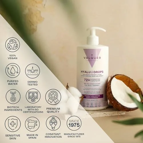 Valquer Laboratorios ▫️ VALQUER Hyaludrops Creme Hidratante Corporal de Coco e Algodão | 700 ml 2