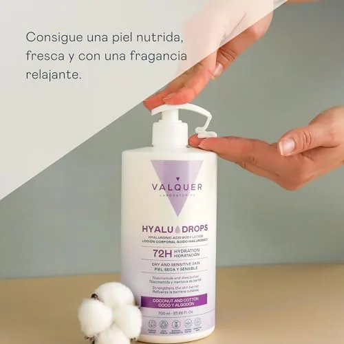 Valquer Laboratorios ▫️ VALQUER Hyaludrops Creme Hidratante Corporal de Coco e Algodão | 700 ml 4