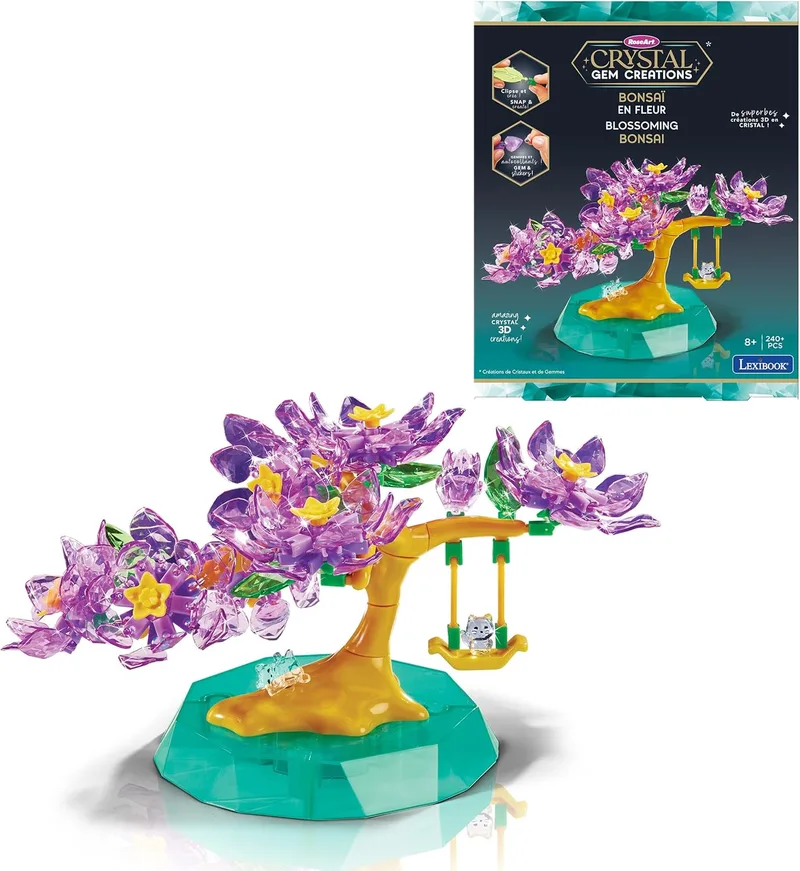 LEXIBOOK ▫️ Bonsai de pedras preciosas, Rosa Verde Rosa Violeta, CRSS58