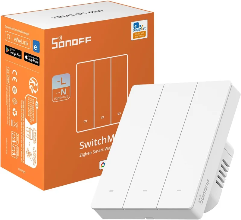 SONOFF ▫️ Interruptor de parede inteligente Zigbee ZBM5-3C-80W