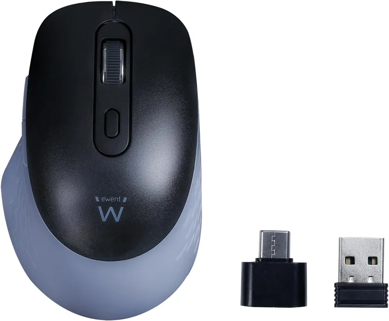 Ewent ▫️ Rato sem fios de 2,4 GHz com botões silenciosos e adaptador USB-C – EW3204